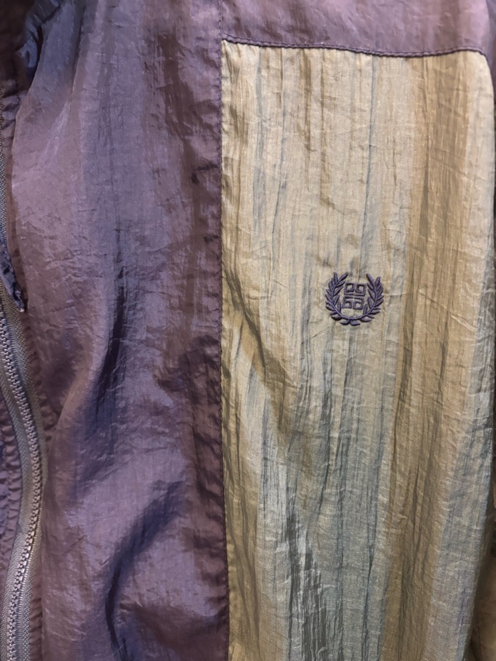 Vintage 90’s Givenchy Men's Two-Tone Blue Green Windbreaker Jacket - Picture 3 of 4